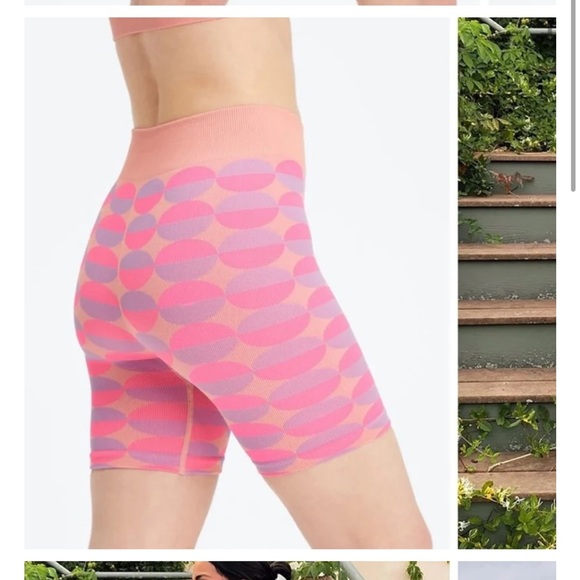 Fabletics  high rise purple and pink patterned biker shorts ribbes - Picture 5 of 7